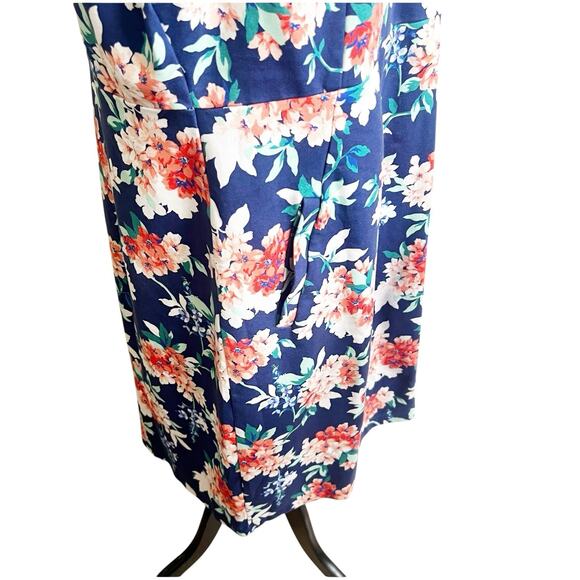 Land’s End Women’s Plus Size 20W Floral Sheath Dress Blue Pockets Scoop Neck - Picture 8 of 14